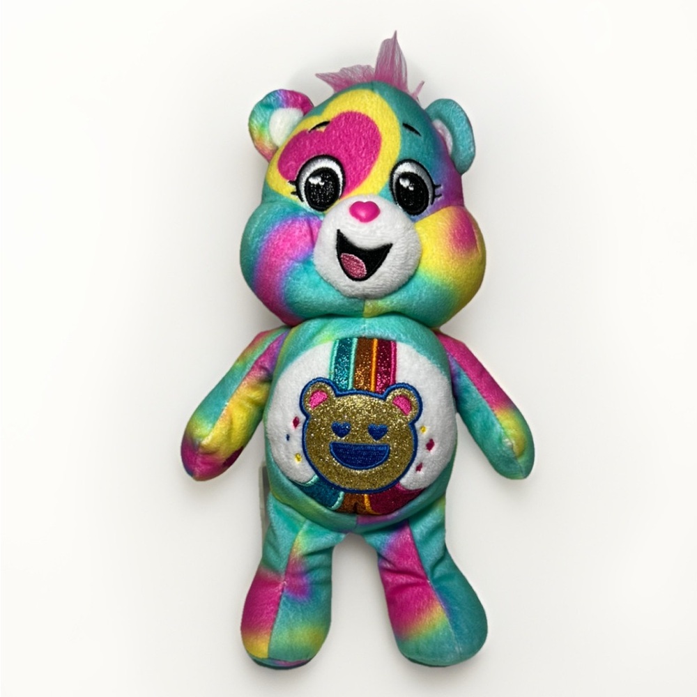 CARE BEARS 🌈 "GOOD VIBES BEAR"🌈 10" Plush 2023 Rainbow Tie-dye